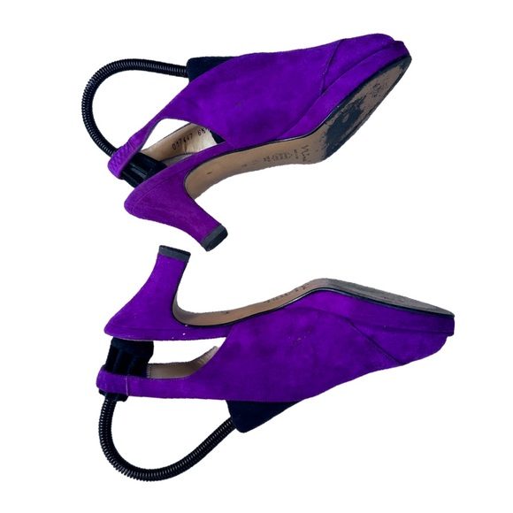 Nina Original Peep Toe Slingback Purple Velvet Suede Pump Shoes Size 6.5M - Picture 6 of 8